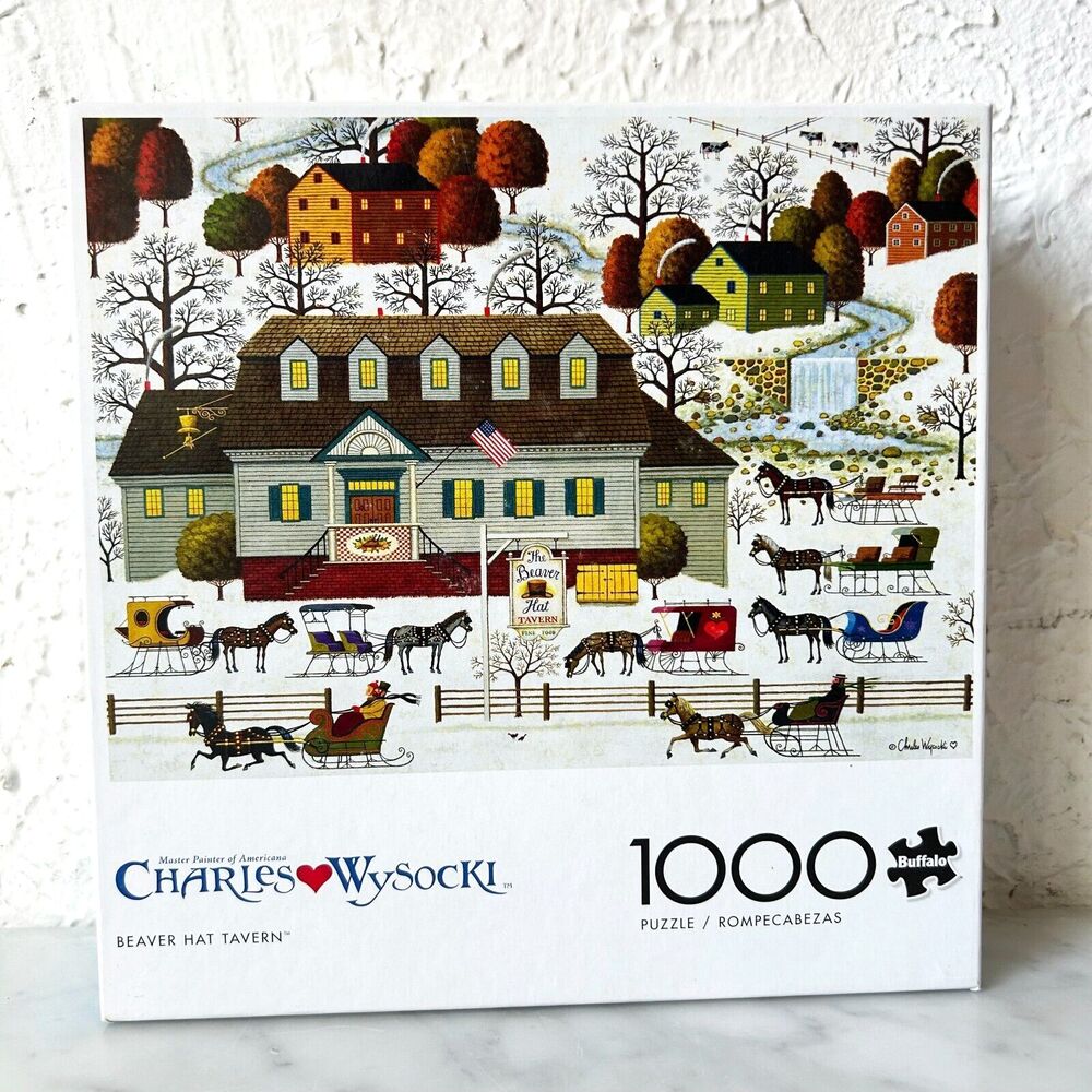 Vintage Charles Wysocki Beaver Hat Tavern 1000 Piece Puzzle Buffalo NEW